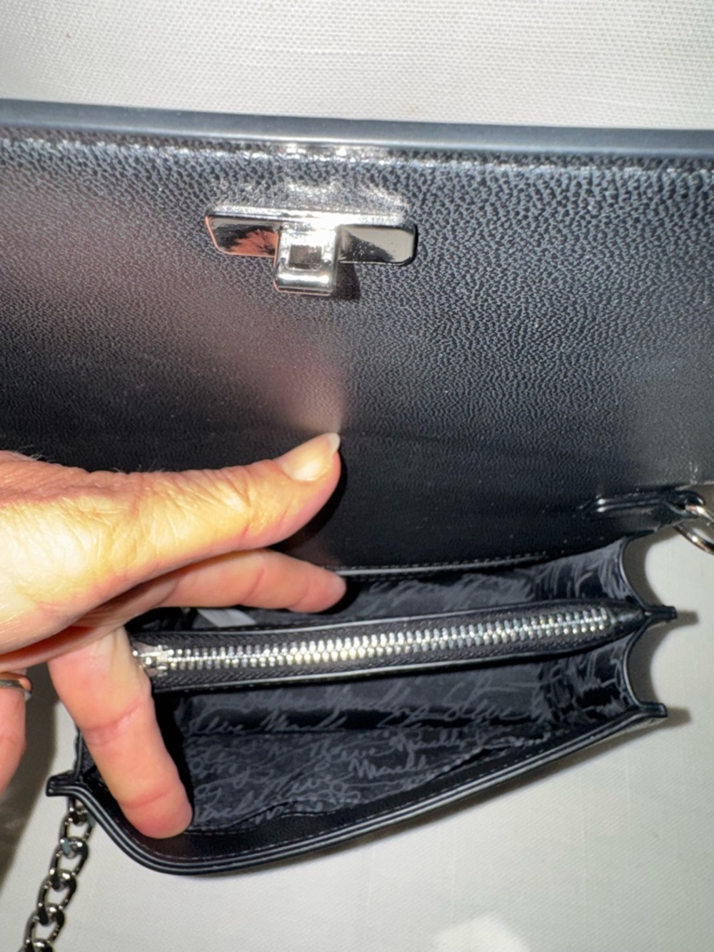 Steve Madden Black Mini Top-Handle Bag with Crystal Logo - Picture 9 of 10